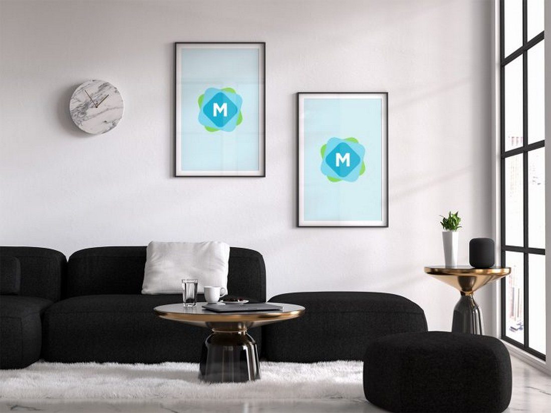 Living Room Free Poster Mockup PSD
