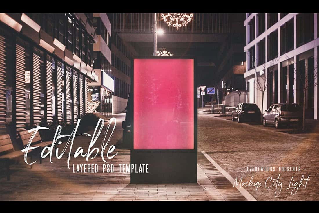 Urban Light Board Poster Mockup Template