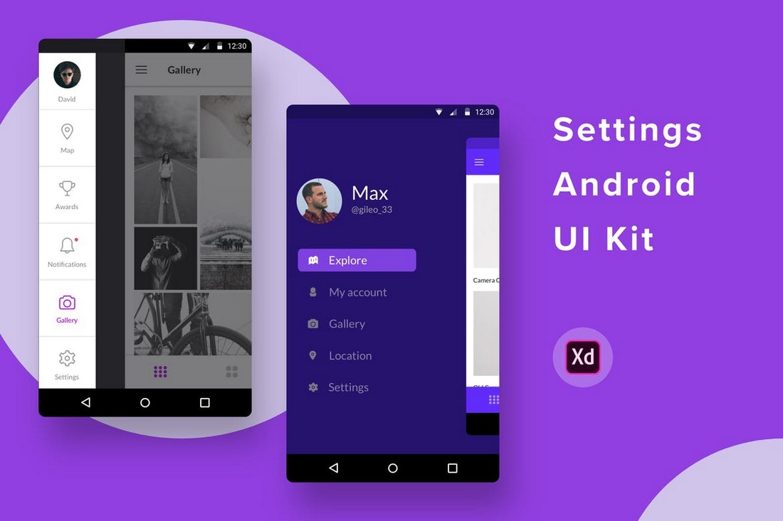 Settings – Android UI Kit for Adobe XD
