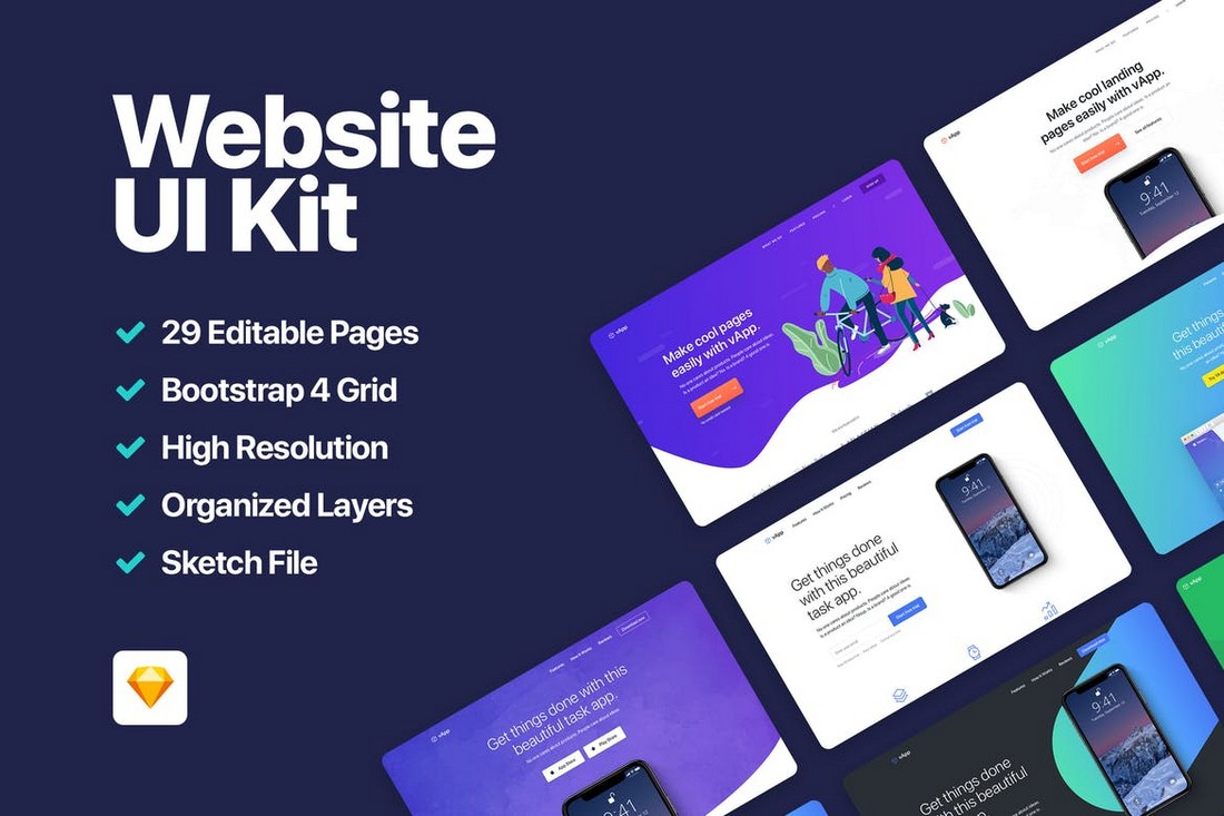 vApp – Website UI Kit Adobe XD Templates