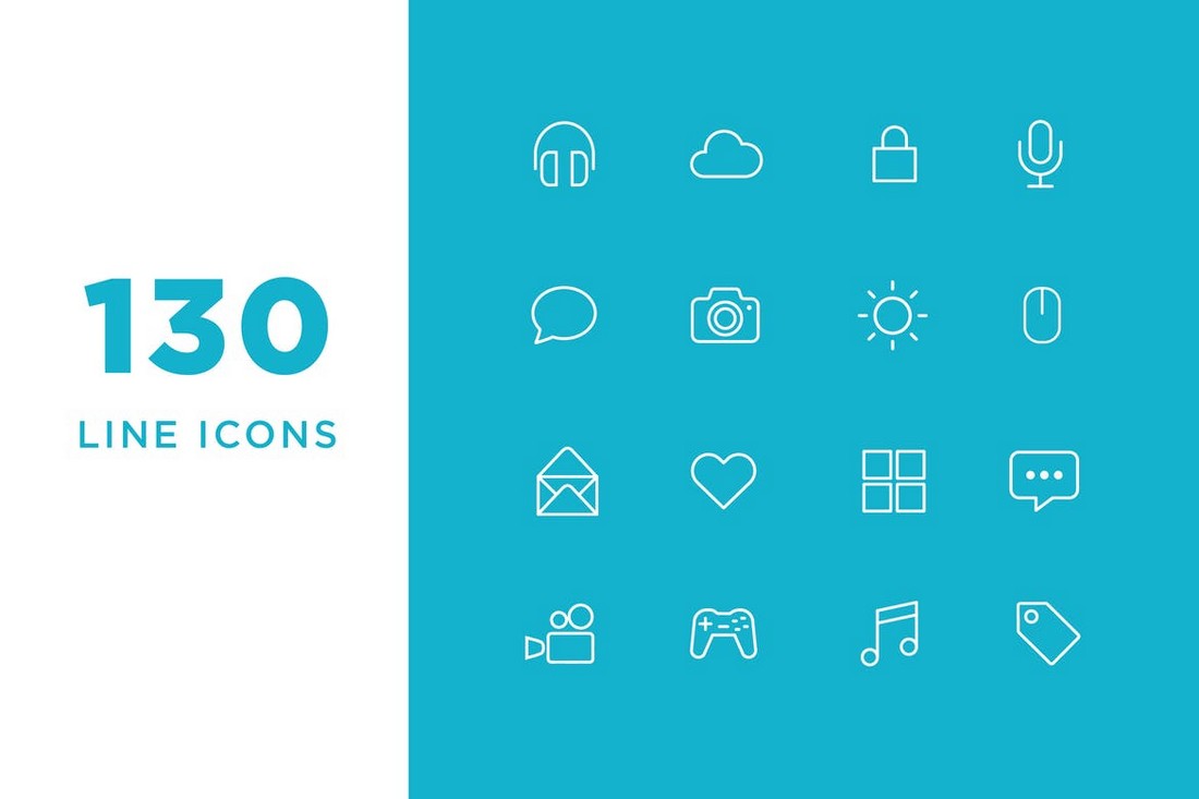 130 Vector Line Icons & Icon Font