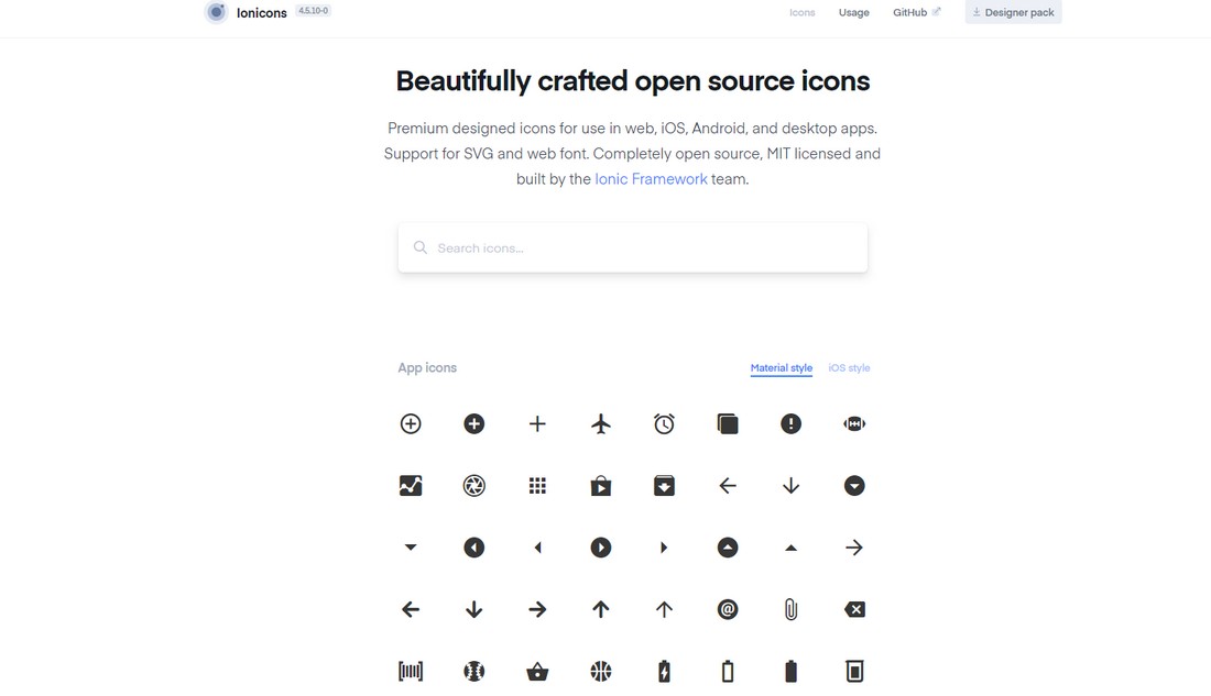 Ionicons – Free Minimal Icon Font