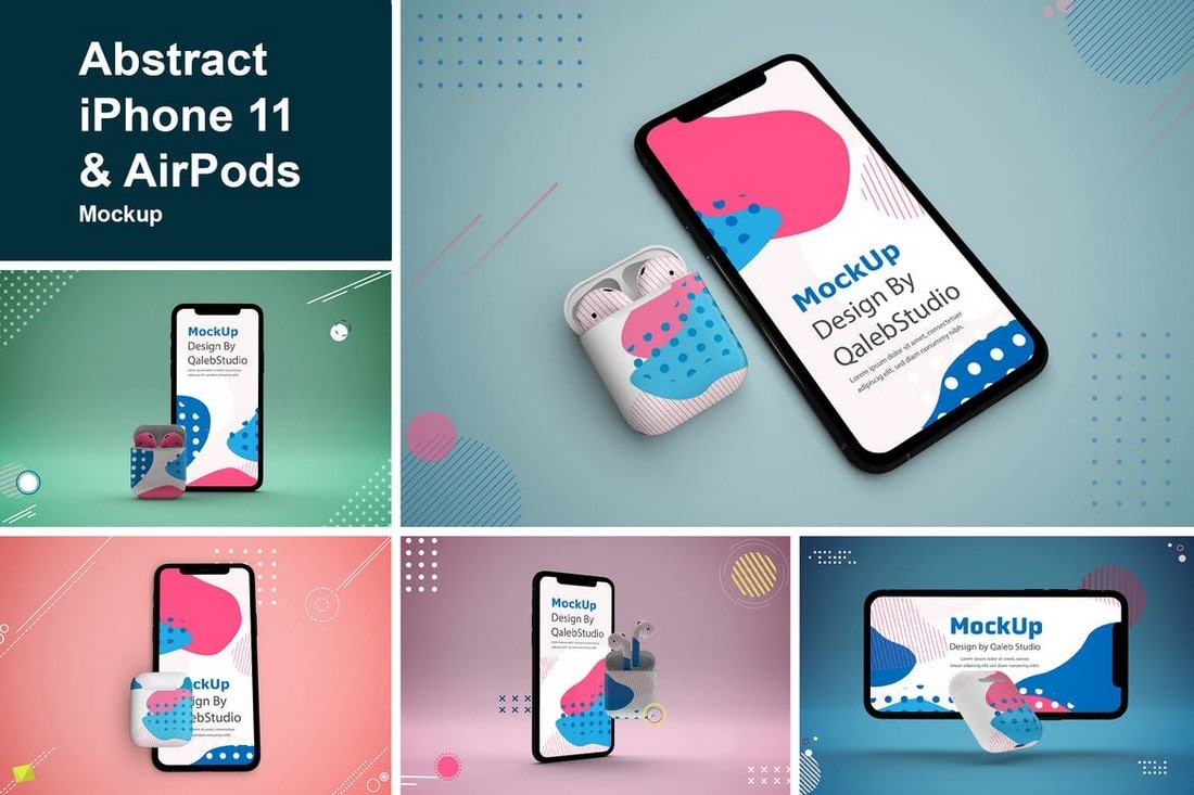 Abstract iPhone 11 & AirPods Mockups