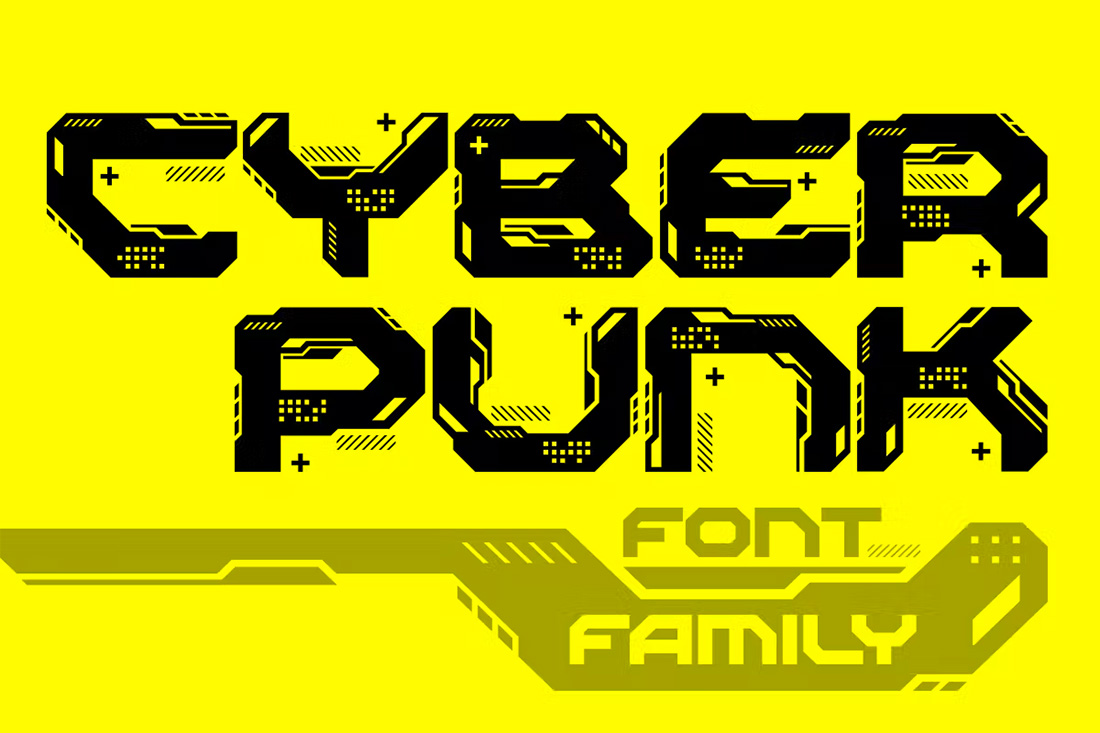 Cyberpunk Style Technology Futuristic Digital Font